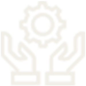 Ícono de manos sosteniendo un engranaje, símbolo de soporte técnico y colaboración
